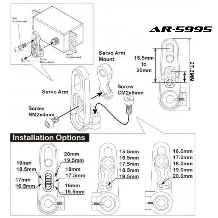 AR-5995 ASPEC Racing Adjustable Servo Horn 25t