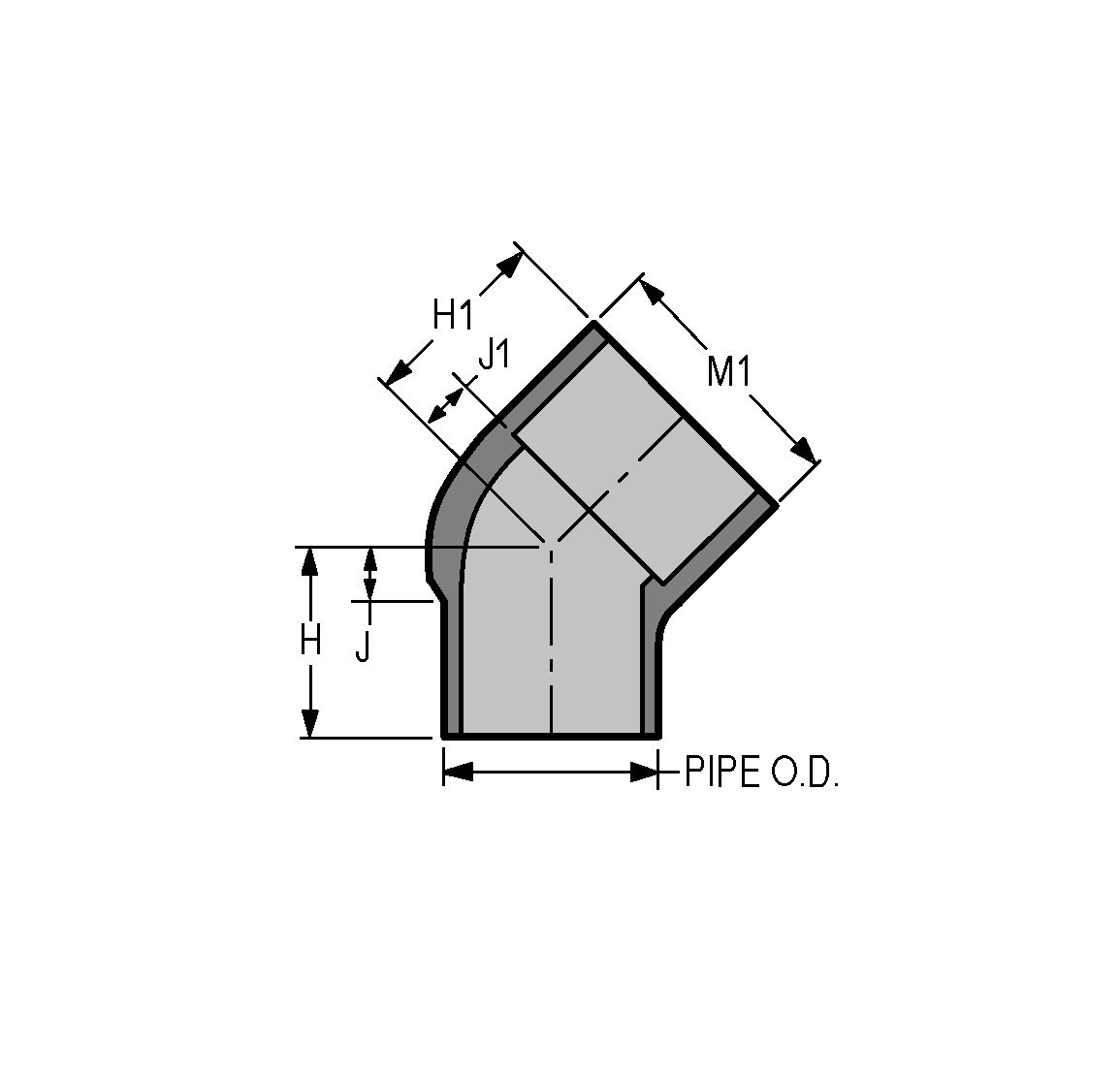 Spears 827-040C CPVC Elbow, 4", SCH 80, 45°, SOC - Specs