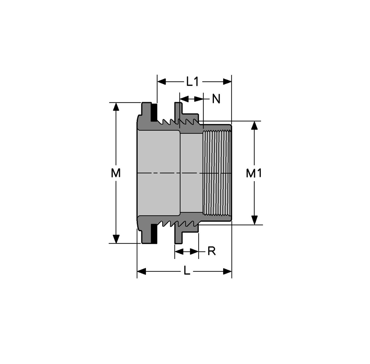 Spears 8171-025C CPVC, Adaptor, 2-1/2", SCH 80, SOC - Specs