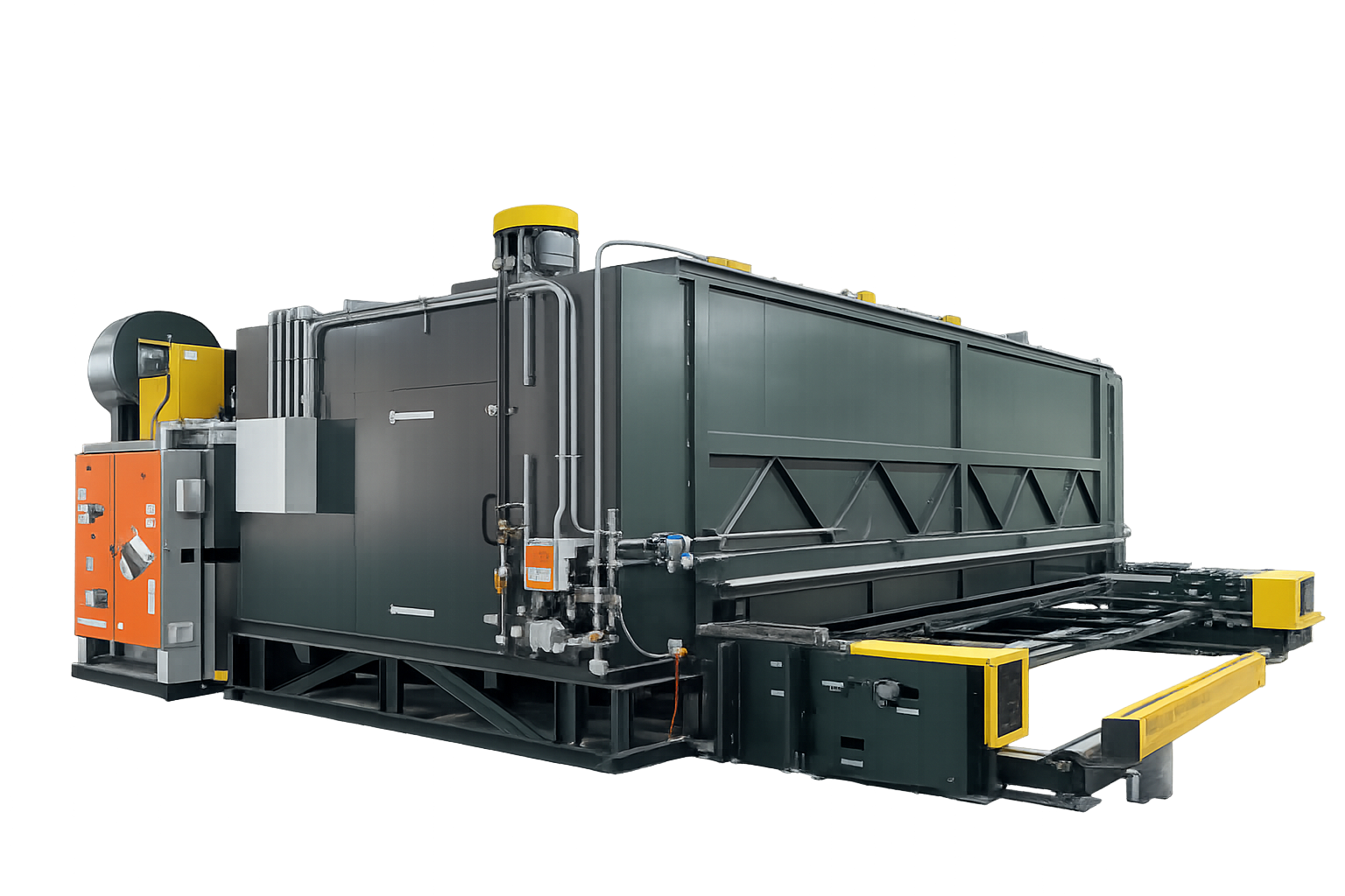 Industrial Conveyor Oven That Moves Products on a Conveyor Belt Or Automated Conveyance 