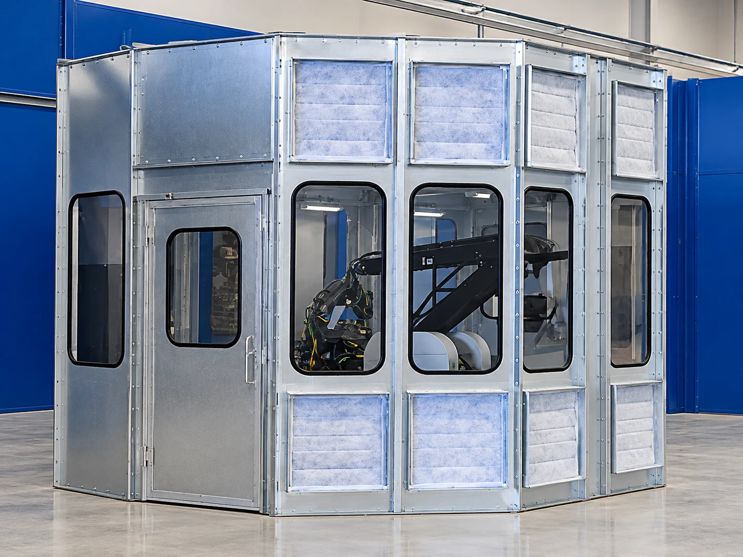 Horizon industrial environmental room and paint booth for integrated finishing systems