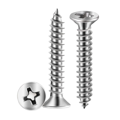 100 PCS #6 Flat Head Phillips Wood Screws, 18/8 (A2) Stainless Steel Fully Threaded Screw by TPOHH