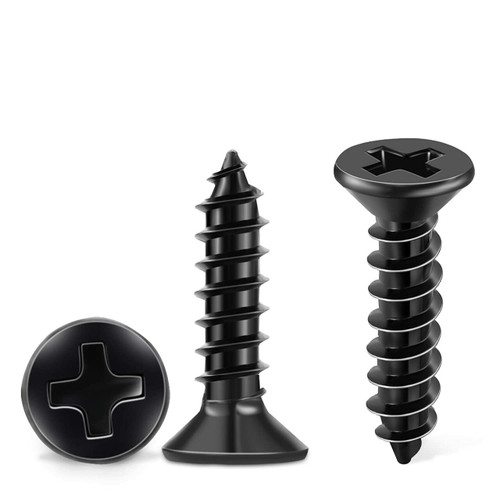 #3 Black Coated Flat Head Phillips Wood Screw, Stainless Steel 18-8 (A2) Fully Threaded Multipurpose Screws