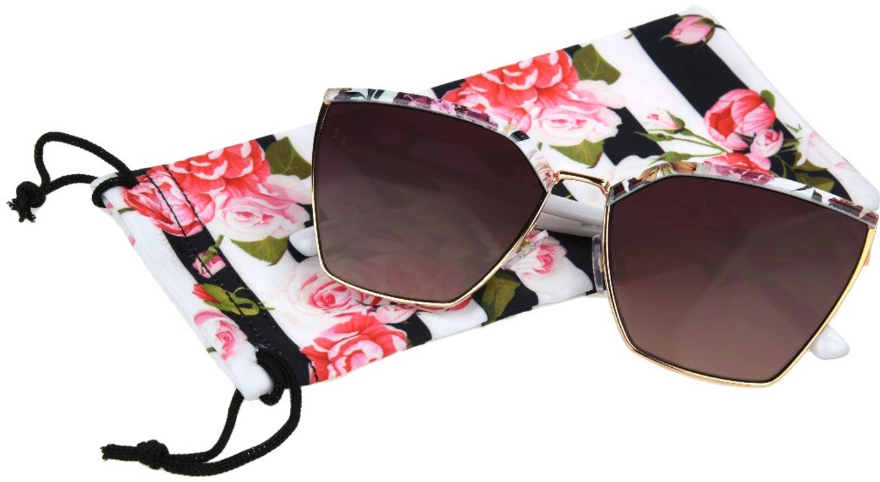 OVERSIZE VINTAGE RETRO Style Clear Lens EYE GLASSES Black Frame Gold Pink  Floral | eBay