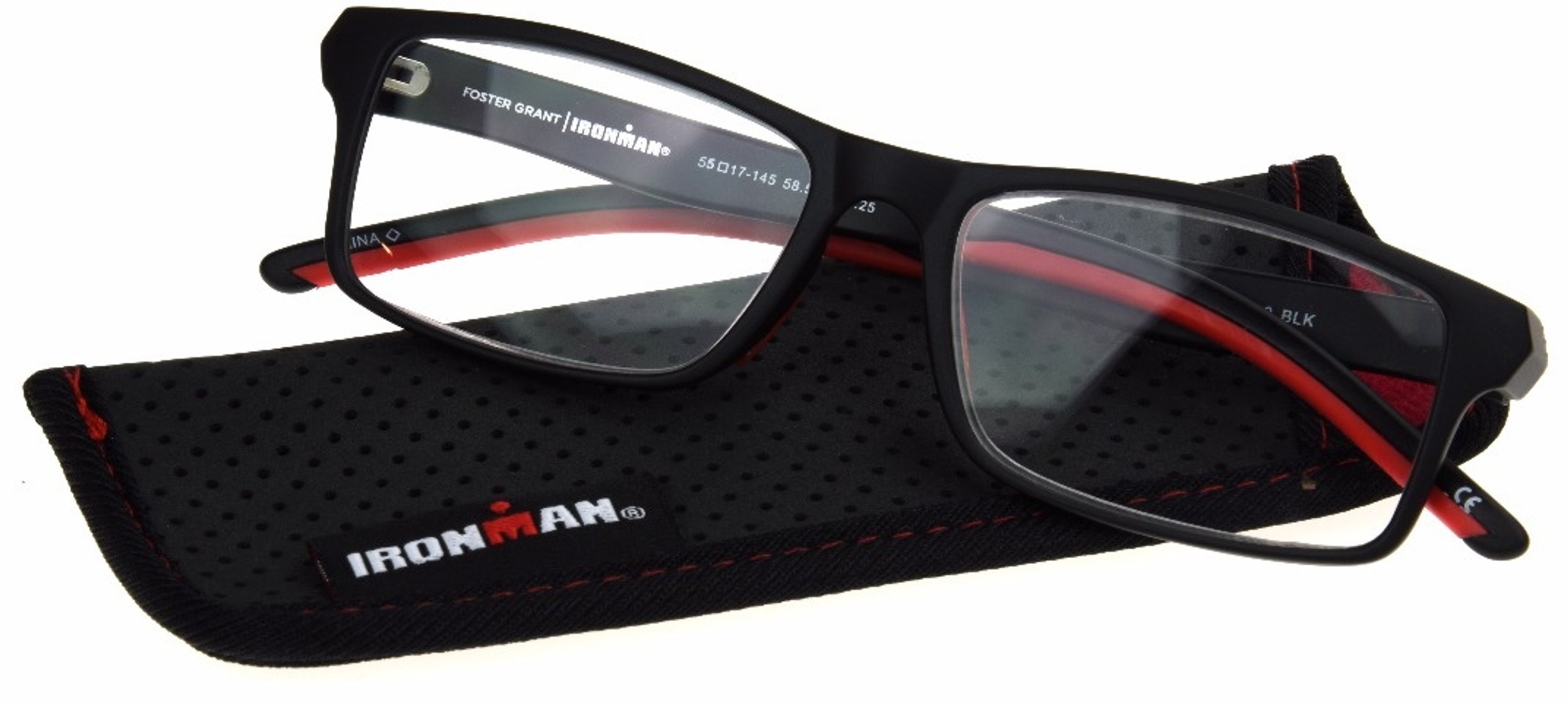 Ironman 2000 black and red reading glasses foster grant