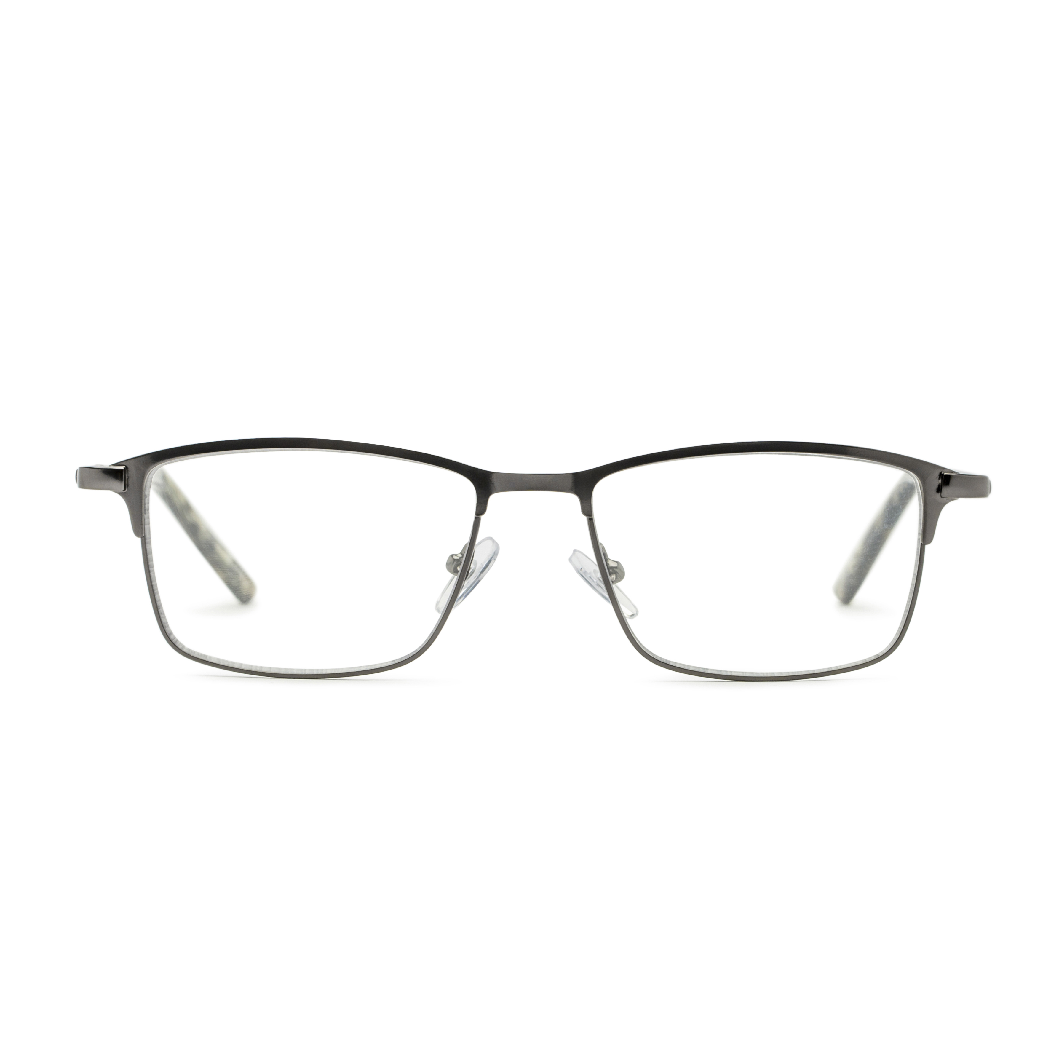 Men's Rectangle Blue Light Glasses In Gunmetal By Foster Grant - Austin Pop Of Power® Bifocal Style Readers - +1.25