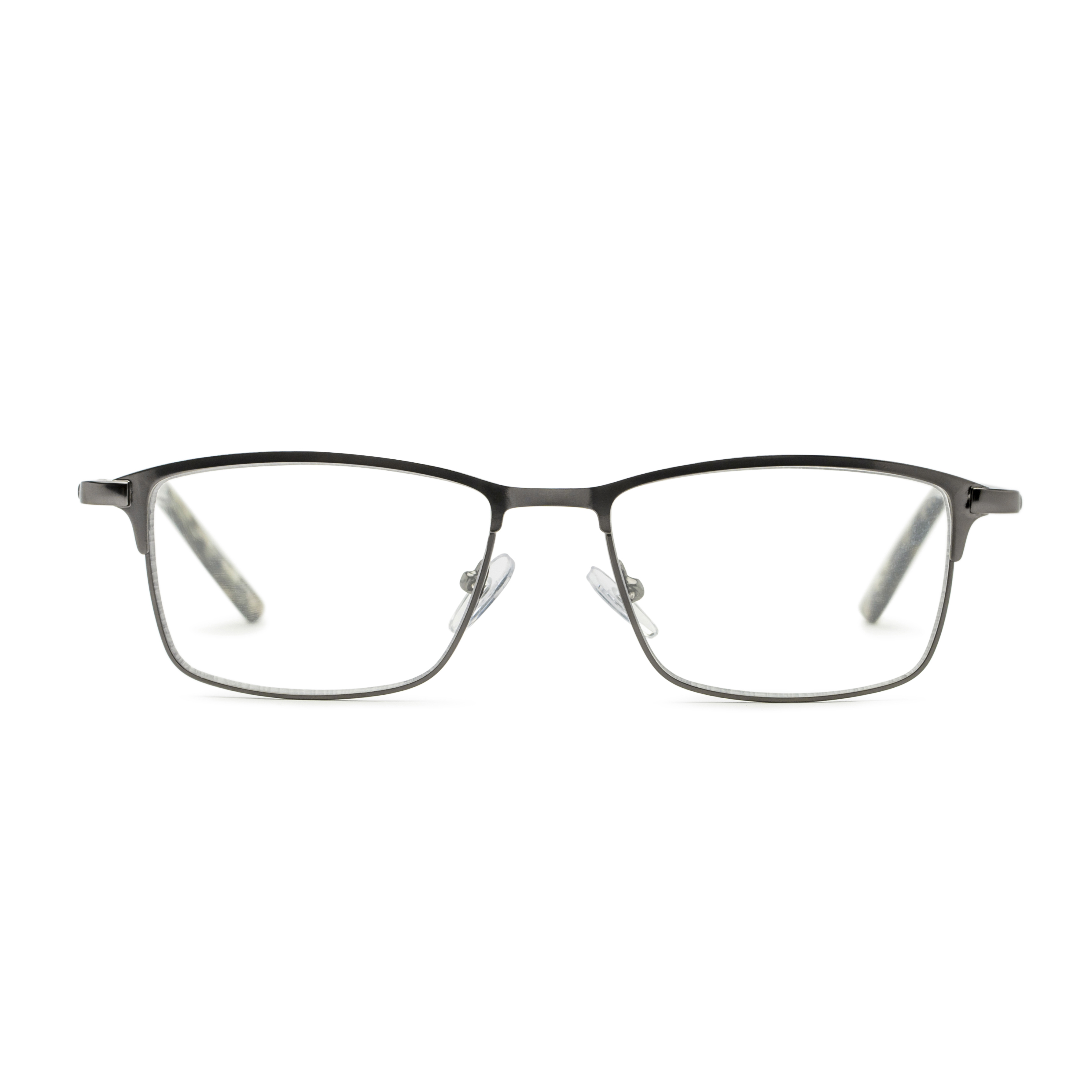 Men's Rectangle Blue Light Glasses In Gunmetal By Foster Grant - Austin Pop Of Power® Bifocal Style Readers - +2.00
