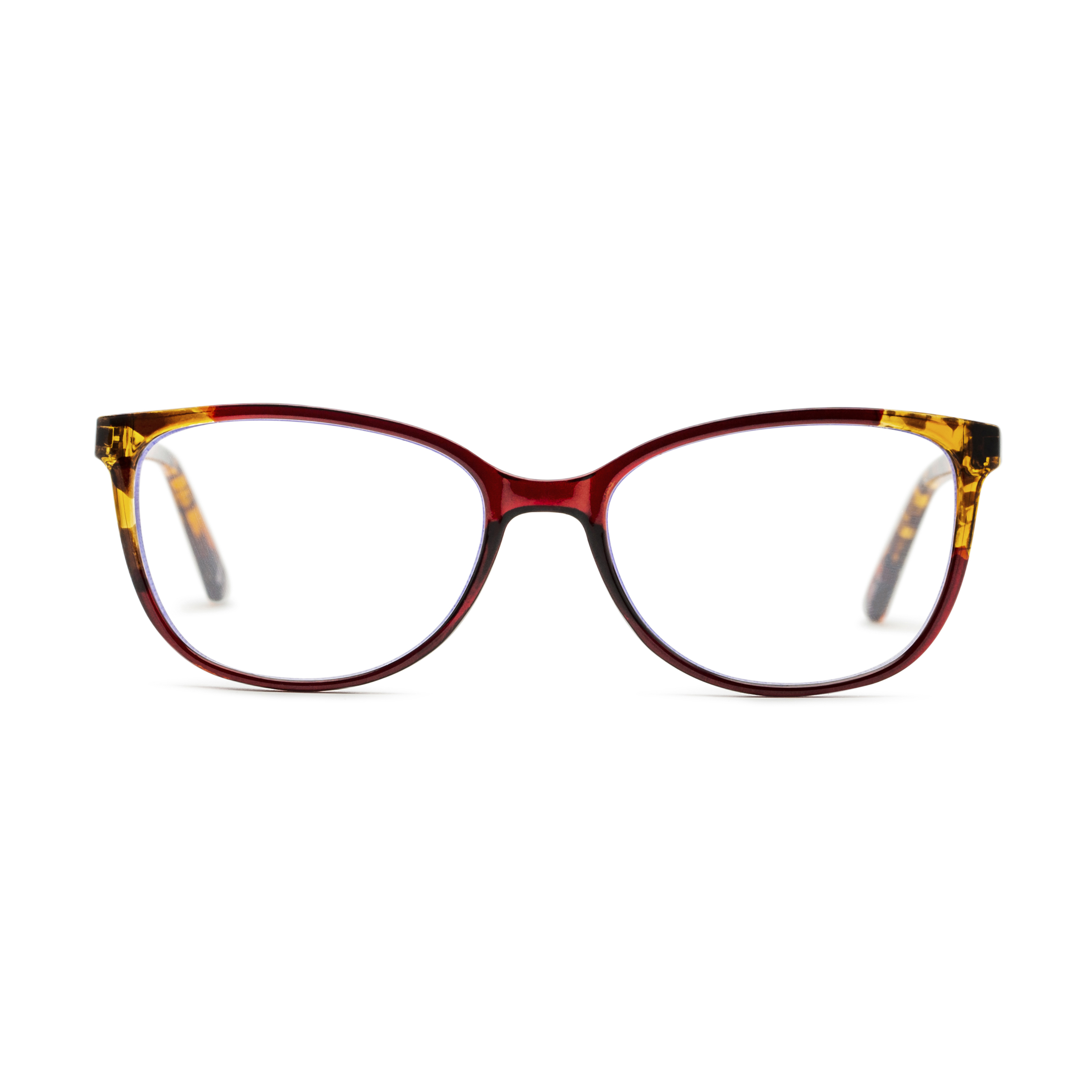 Women's Cat Eye Blue Light Glasses In Red By Foster Grant - Karleen Pop Of Power® Bifocal Style Readers - +1.75