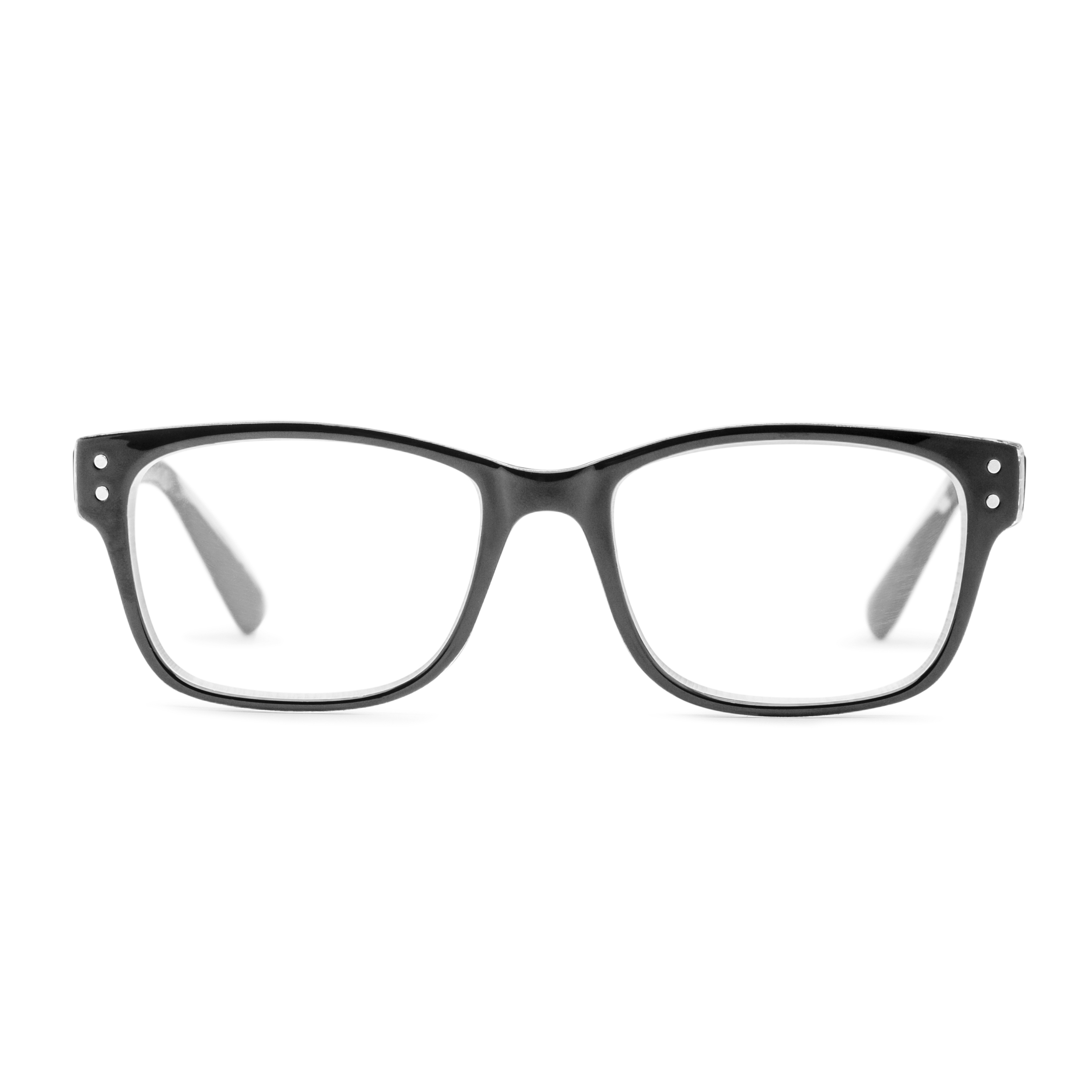 Men's Square Reading Glasses In Black By Foster Grant - Tristan Pop Of Power® Bifocal Style Readers - +1.50