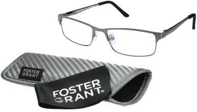 Men's Rectangle Reading Glasses In Gunmetal By Foster Grant - Samson E.Readers™ - +2.50