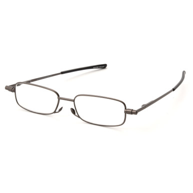 Unisex Rectangle Reading Glasses In Gunmetal By Foster Grant - Gavin Fold Flat - +3.25