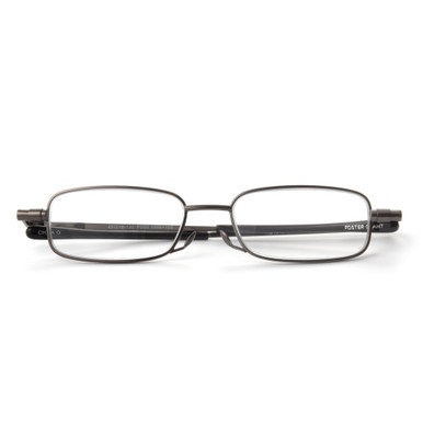 Unisex Rectangle Reading Glasses In Gunmetal By Foster Grant - Gavin Fold Flat - +3.25