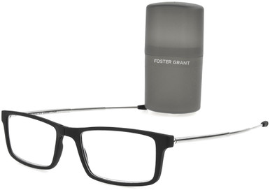 Men's Rectangle Reading Glasses In Black By Foster Grant - Gino - +1.25
