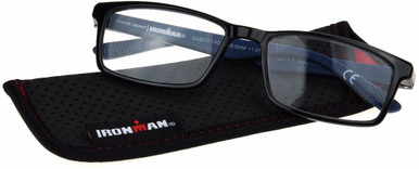 Men's Rectangle Reading Glasses In Black By Foster Grant - IRONMAN® IM2002 - +1.75