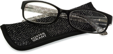 Women's Rectangle Reading Glasses In Black By Foster Grant - Kyra - +2.00
