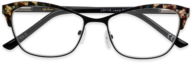 Women's Cat Eye Reading Glasses In Black And Gray By Foster Grant - Laura - +2.00
