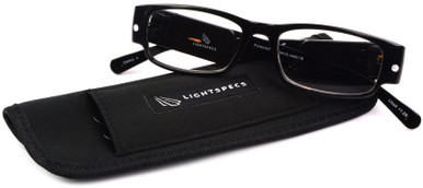 Unisex Rectangle Reading Glasses In Black By Foster Grant - Lloyd Lighted - +2.00