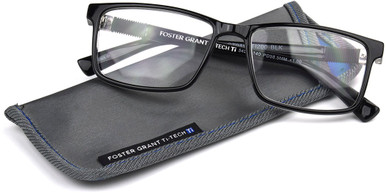 Men's Rectangle Reading Glasses In Black By Foster Grant - Ti-Tech Black - +1.25