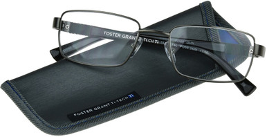 Men's Rectangle Reading Glasses In Gunmetal By Foster Grant - Ti-Tech Dark Gunmetal - +2.50