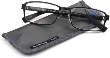 Men's Rectangle Reading Glasses In Gunmetal By Foster Grant - Ti-Tech Gunmetal - +1.50