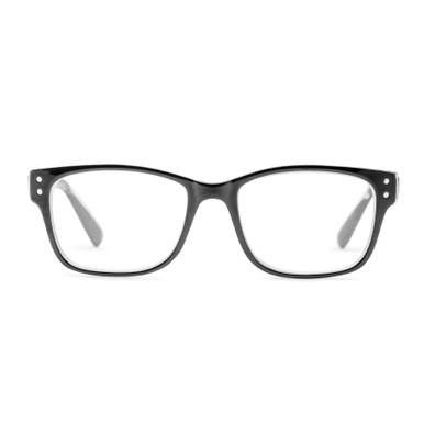 Men's Square Reading Glasses In Black By Foster Grant - Tristan Pop Of Power® Bifocal Style Readers - +1.50