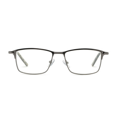 Men's Rectangle Blue Light Glasses In Gunmetal By Foster Grant - Austin Pop Of Power® Bifocal Style Readers - +2.00