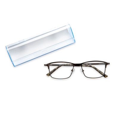 Men's Rectangle Blue Light Glasses In Gunmetal By Foster Grant - Austin Pop Of Power® Bifocal Style Readers - +2.50