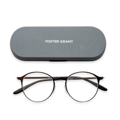 Unisex Round Sunglasses In Gunmetal With Clear Lenses By Foster Grant - Hayden Super Flat