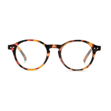 Unisex Round Blue Light Glasses In Tortoise By Foster Grant - Everett Pop Of Power® Bifocal Style Readers - +1.25