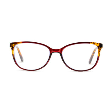Women's Cat Eye Blue Light Glasses In Red By Foster Grant - Karleen Pop Of Power® Bifocal Style Readers - +1.50