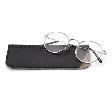 Men's Round Reading Glasses In Silver By Foster Grant - Rowland - +1.25