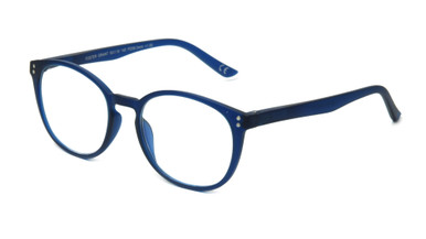 Unisex Round Blue Light Glasses In Navy By Foster Grant - Joey Anti-fog Readers - +3.00
