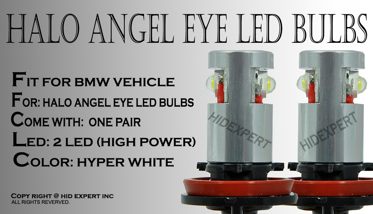 H8 BMW LED Angel Eyes Halo Ring Headlight Bulbs 2PCS