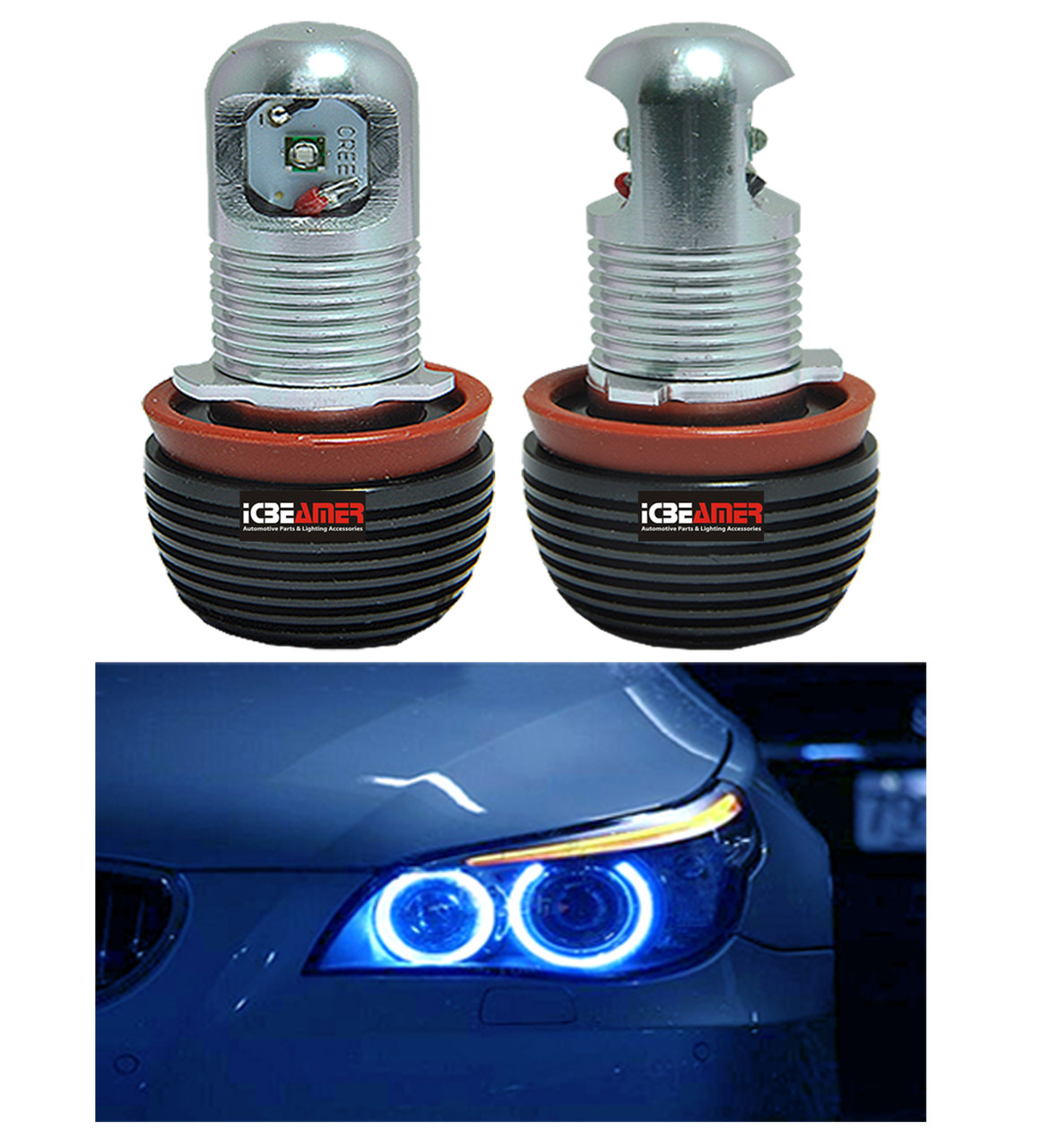 Kamel rent Sober ICBEAMER Fit BMW Angel Eye Headlight 12V 10W E92 H8 HALO RING LED Light Bulbs  Replace Halogen Lamps [Color: 10000K BLUE] - ICBEAMER