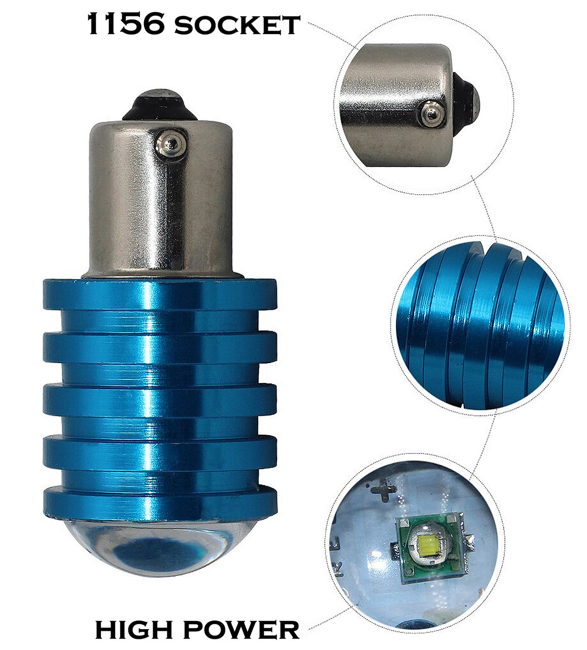 ICBEAMER 4 pcs BA15 1073 1093 1129 1141 1156 1159 7W LED Replace