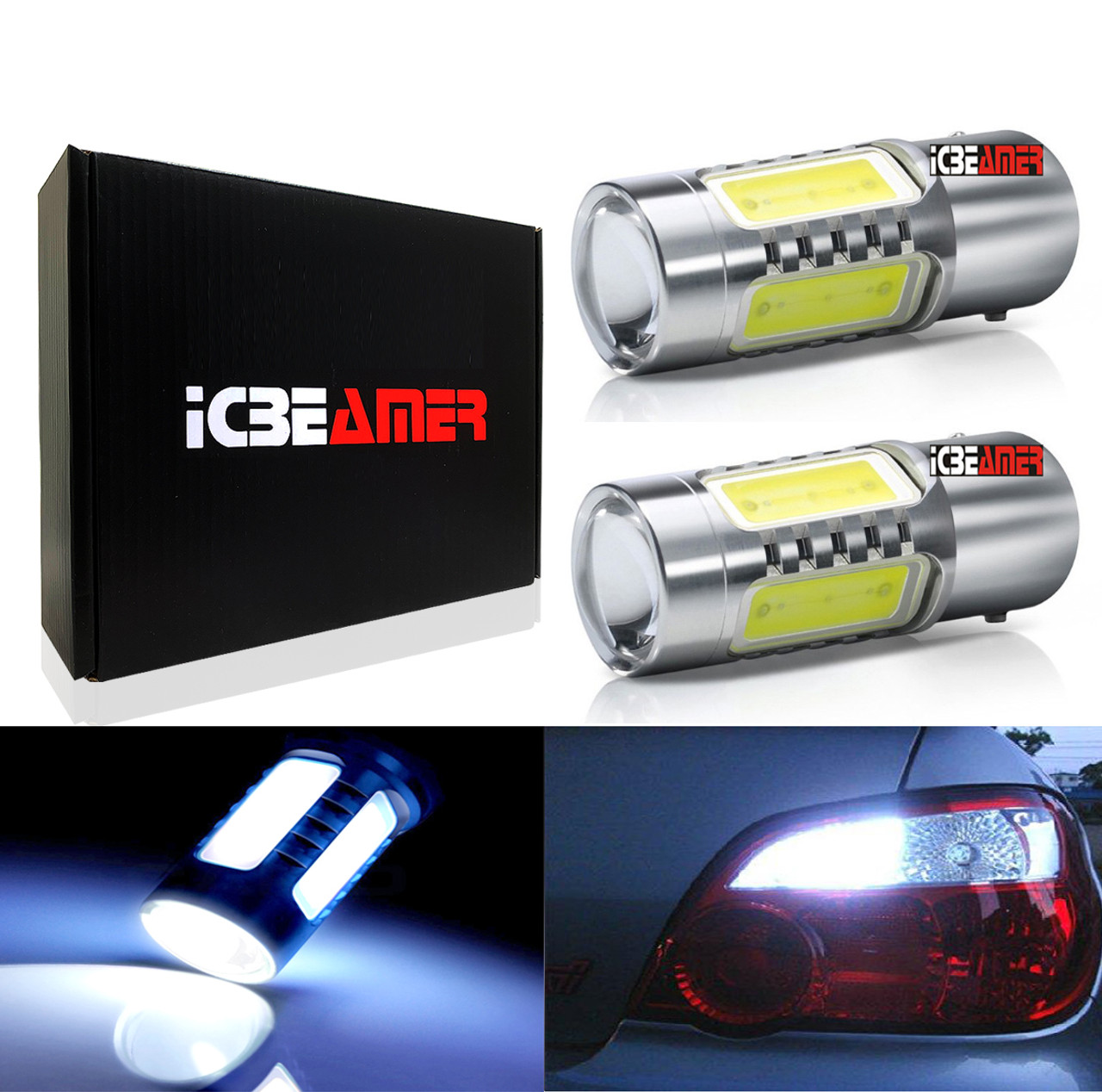 ICBEAMER Bright White 1156 4014 1156 1141 1003 7506 LED 11W Bulbs For Backup  Reverse Lights,Xenon White(Pack of 2 pcs) - ICBEAMER