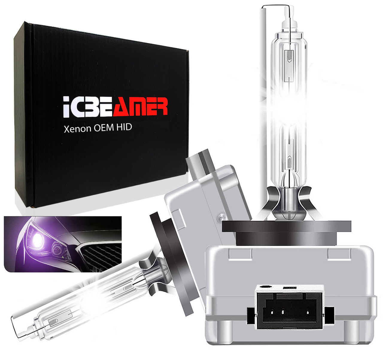 ICBEAMER 12000K D1R D1C D1S Xenon HID Direct Replace OEM FACTORY Headlight  Low Beam light bulbs [Color: Purple]