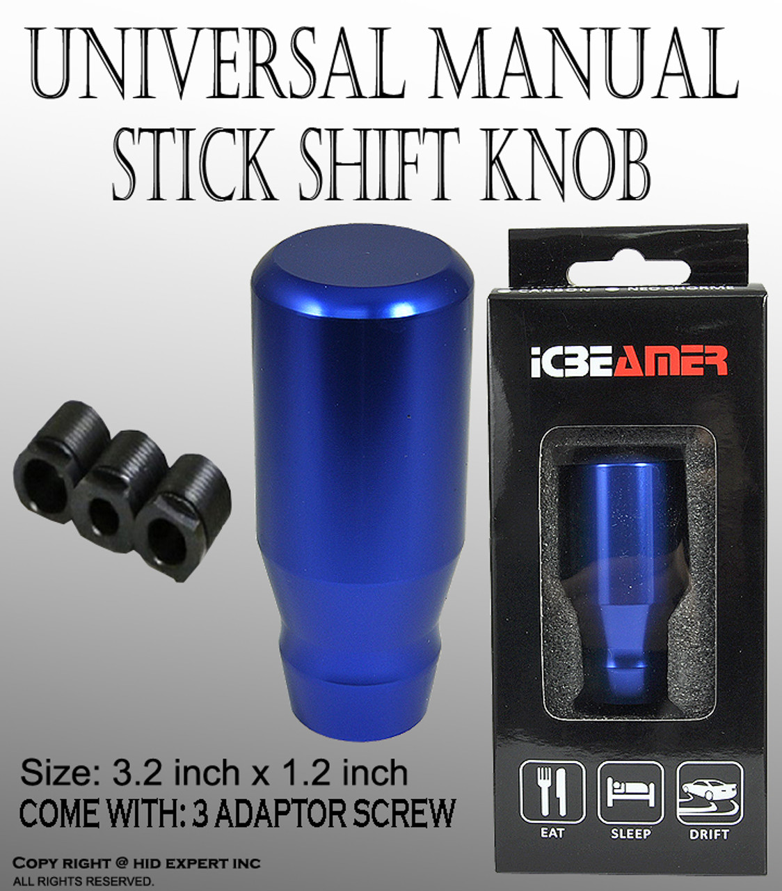 Blue Universal Manual Automatic Transmission Car 6 Gear Shifter Shift Knobs  with Adapter Kit