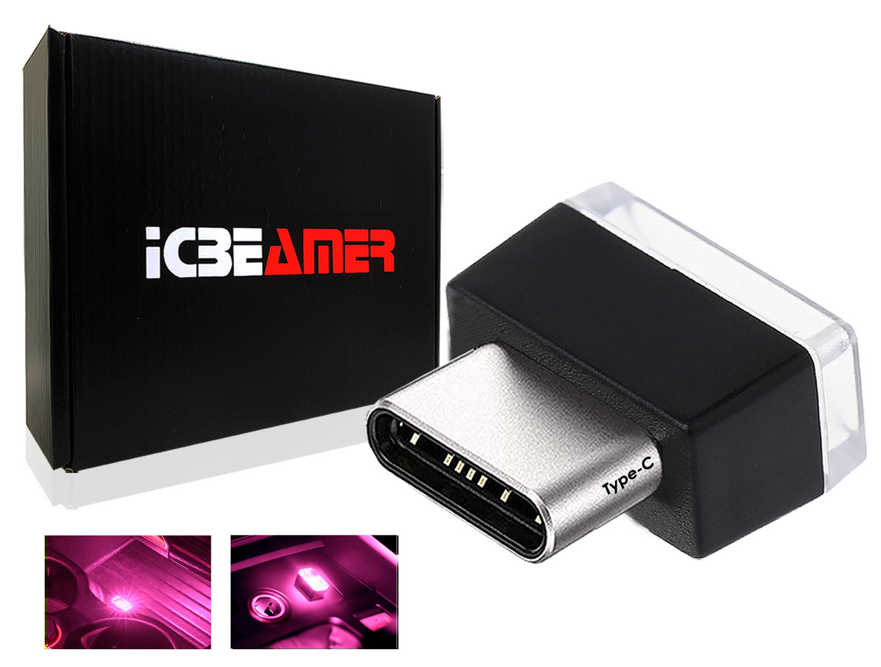 ICBEAMER [Color:Purple] Universal USB Interface Plug-In Miniature Night  light LED Car Interior Trunk Ambient Atmosphere - ICBEAMER