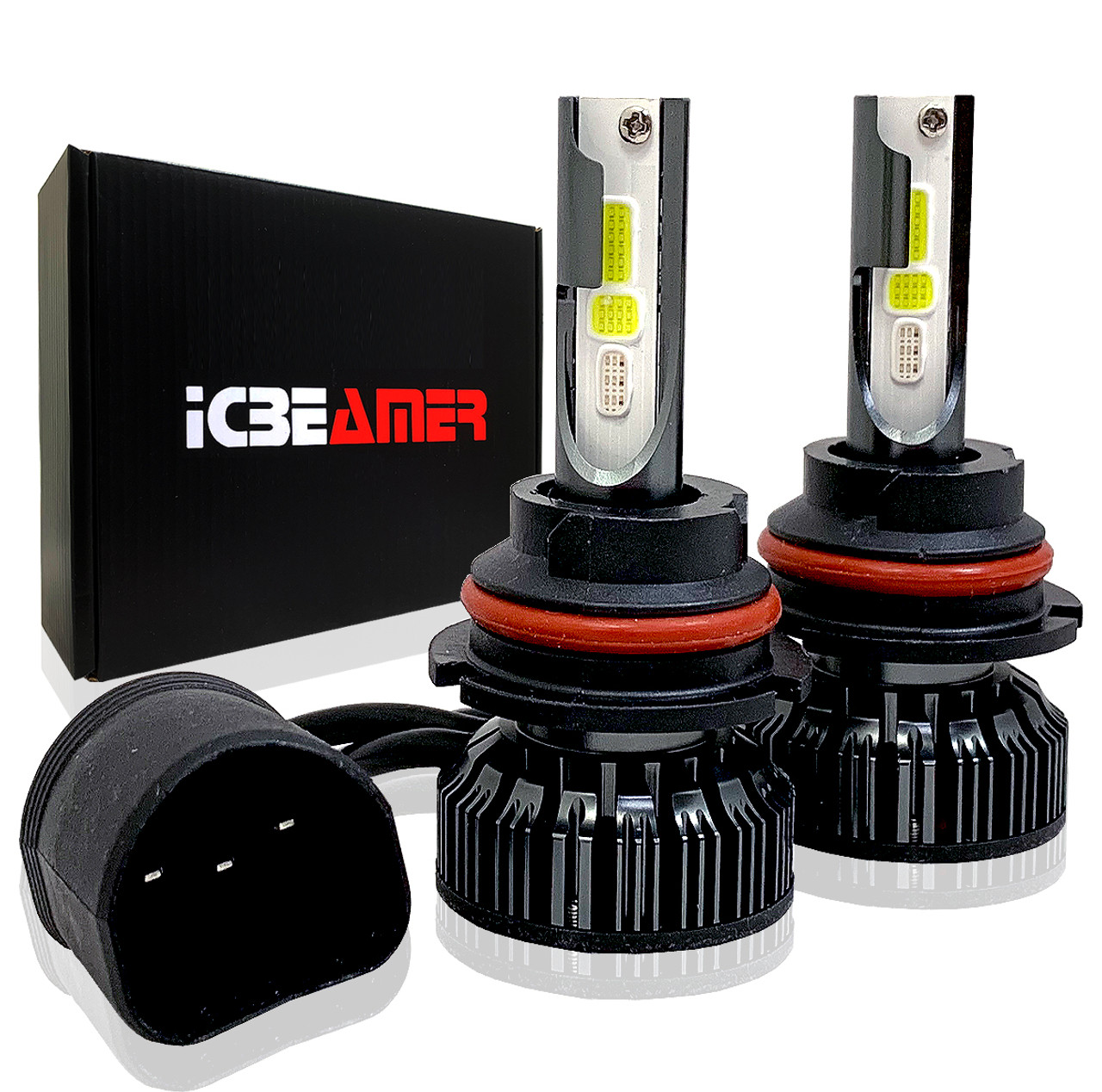 ICBEAMER 9004 HB1 Canbus LED COB Driving Headlight RGB Daytime Running  Light Replace Halogen bulb control Smartphone App ICBEAMER