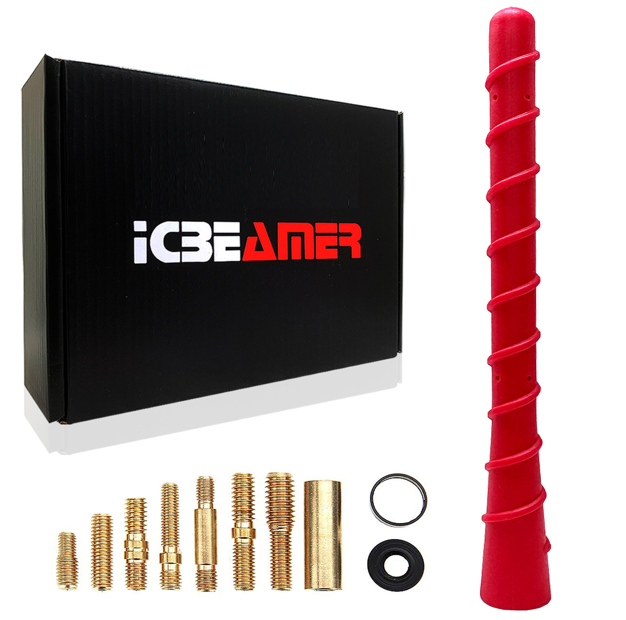 Universal 38cm Rubber Car Radio Antenna - Flexible AM/FM Mast With Adapters By Surga Performance