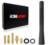 ICBEAMER 5" 127 mm Aluminum Matte Black w/ Carbon Fiber Universal AM/FM Radio Antenna Screw-in Stubby Aerial Replacement