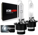 ICBEAMER 6000K D2S D2C D2R Xenon HID Direct Plugin Can Replace 66040 66240 85122 OEM Headlight Low Beam Light bulbs [Diamond White] 2 pcs