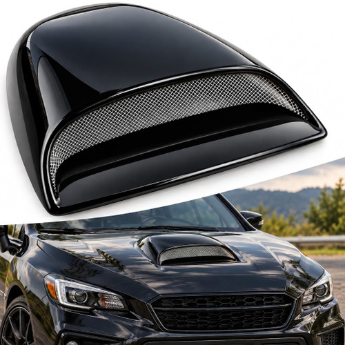 ICBEAMER Universal Decorative Hood Scoop Vent, ABS Plastic, Black, No Drill