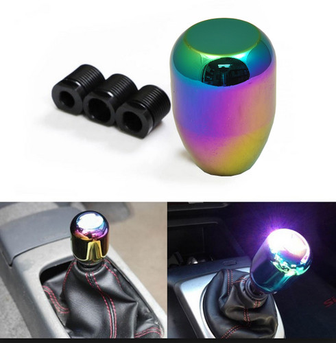 ICBEAMER Neo Chrome Aluminum 2.5" Shift Knob, Fit Automatic and 4, 5 and 6 Speed Manual Transmission Vehicles, Interior Car Gear Lever Stick Shift Handle Automotive Replacement Parts, 1 Piece