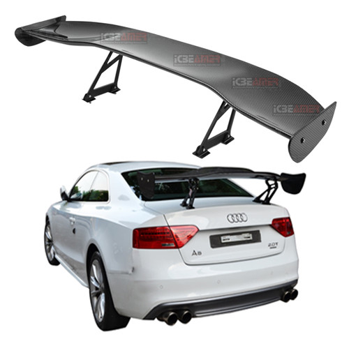 ICBEAMER GT Wing Universal Fit 3D Carbon Fiber Rear Trunk Deck Spoiler with Accessories Kit (57" Length / 7" Bracket Height)