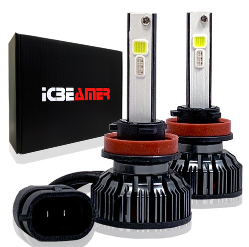 ICBEAMER H9 High Beam 7200lm COB LED RGB Headlight Daytime Running Light Replace Halogen bulbs control by Smartphone App