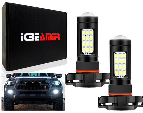 ICBEAMER 5201 5202 LED Fog Light Bulbs Extremely Bright H16 LED Bulb High Power 42W 12V LED 9009 5202 Bulb for Signal, Turn, Brake, Parking, Tail, DRL Fog Lights, Bright White (Set of 2)