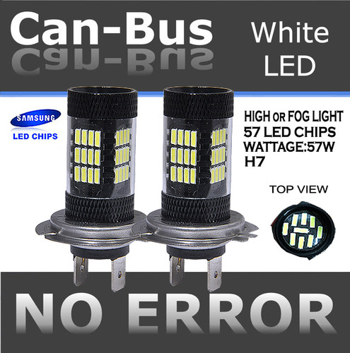 Samsung Chip JDM Canbus 1 pair 57 LED H7 Fit High or Fog light Head Light Bulbs Free Shipping