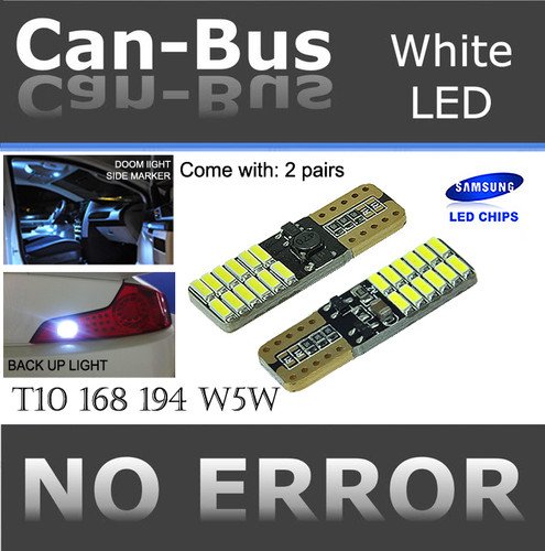 ICBEAMER 2 pair Samsung Chips White T10 168 920 Canbus 24 LED High power Parking
